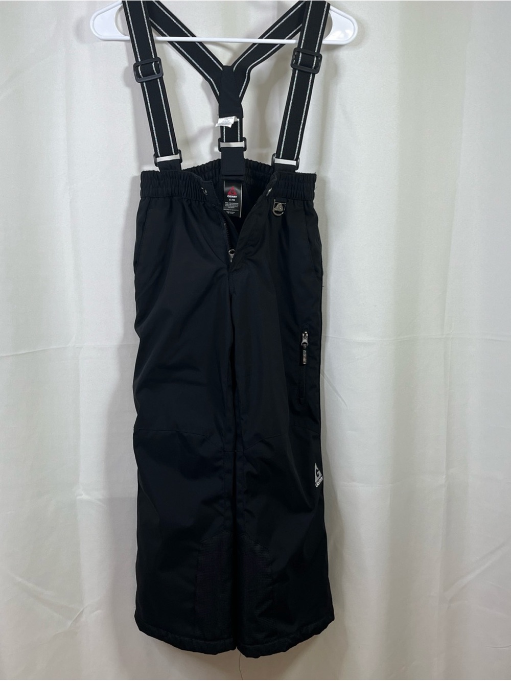 GERRY Snow Pants Youth Small 7/8 Black Snowboard Ski Insulated Overall Straps